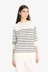 Regular Fit Crew Neck Striped Knit Sweater