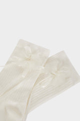 Women Seamless Flower and Ribbon Accessory Combed Cotton Premium Sock Socks