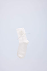 Women Seamless Flower and Ribbon Accessory Combed Cotton Premium Sock Socks