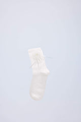 Women Seamless Flower and Ribbon Accessory Combed Cotton Premium Sock Socks