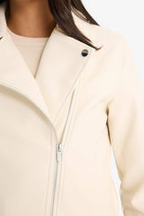 Regular Fit Zippered Faux Leather Jacket Coat