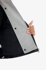 Relax Fit Faux Leather Jacket with Detachable Hood and Zipper