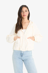 Regular Fit Hooded Zippered Crop Raincoat