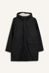 Regular Fit Hooded Faux Leather Raincoat