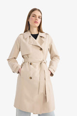 Regular Fit Belted Pocket Trench Coat