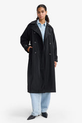 Regular Fit Faux Leather Belted Long Trench Coat