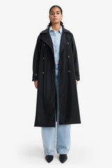 Regular Fit Faux Leather Belted Long Trench Coat