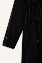 Regular Fit Faux Leather Belted Long Trench Coat