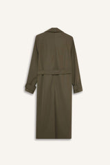 Regular Fit Faux Leather Belted Long Trench Coat