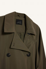 Regular Fit Faux Leather Belted Long Trench Coat