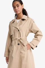 Regular Fit Cotton Belted Long Trench Coat