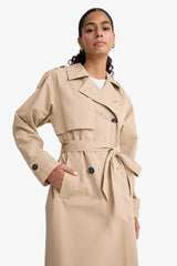Regular Fit Cotton Belted Long Trench Coat