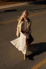 Regular Fit Contrast Collar Zippered Pocket Crop Coat