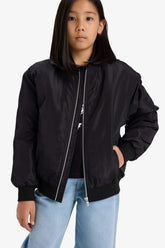 Girls Waterproof College Collar Zippered Bomber Jacket