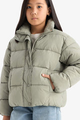 Girls' Waterproof Zippered Puffy Jacket