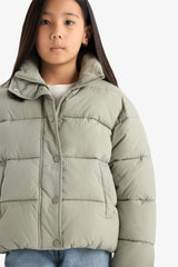 Girls' Waterproof Zippered Puffy Jacket
