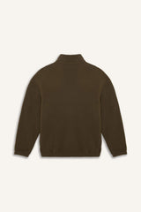 Loose fleece sweatshirt with stand-up collar and print