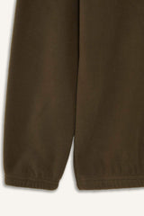 Loose fleece sweatshirt with stand-up collar and print