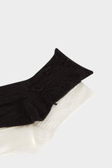 2 Pcs Combed Cotton Premium Sock With Women's Seamless Ripped Pattern