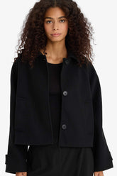 Regular Fit Polo Collar Cashmere Short Jacket