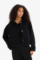 Regular Fit Polo Collar Cashmere Short Jacket