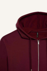 Relax Fit Hooded Basic Plain Thick Zippered Sweatshirt