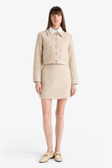 High-waisted A-line skirt with tweed lining