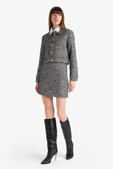 High-waisted A-line skirt with tweed lining