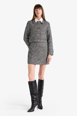 High-waisted A-line skirt with tweed lining