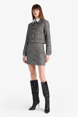 High-waisted A-line skirt with tweed lining