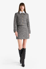 High-waisted A-line skirt with tweed lining