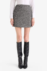 High-waisted A-line skirt with tweed lining