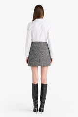 High-waisted A-line skirt with tweed lining