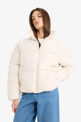 Waterproof Regular Fit Stand Collar Zippered Puffer Jacket