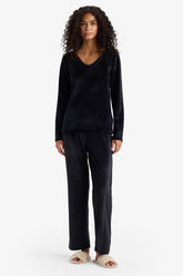 Pajama Set Regular Fit Long Sleeve Velour Top Long Bottom