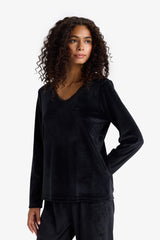 Pajama Set Regular Fit Long Sleeve Velour Top Long Bottom