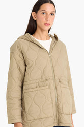 Waterproof Regular Fit Hooded Zippered Quilted Coat