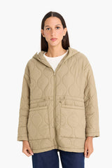 Waterproof Regular Fit Hooded Zippered Quilted Coat