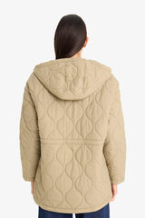Waterproof Regular Fit Hooded Zippered Quilted Coat