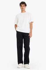 Wide Leg Regular Hem Patch Pocket Gabardine Trousers