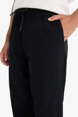 Wide Leg Regular Hem Patch Pocket Gabardine Trousers