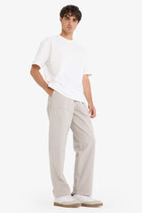 Wide Leg Regular Hem Patch Pocket Gabardine Trousers