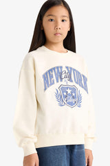 Girls Relax Fit Crew Neck Printed Sweatshirt