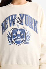 Girls Relax Fit Crew Neck Printed Sweatshirt