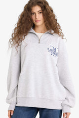 Oversized wide fit sweatshirt with a printed half-zip