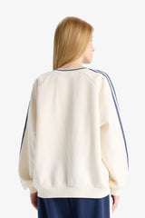 Oversize Wide Mold V Neck Printed Thick Sweatshirt