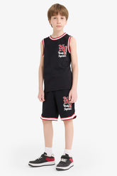 Boys' 2-Piece Set Printed Undershirt and Elastic Waist Shorts