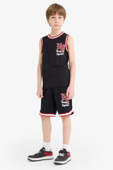 Boys' 2-Piece Set Printed Undershirt and Elastic Waist Shorts