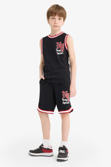 Boys' 2-Piece Set Printed Undershirt and Elastic Waist Shorts