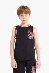 Boys' 2-Piece Set Printed Undershirt and Elastic Waist Shorts